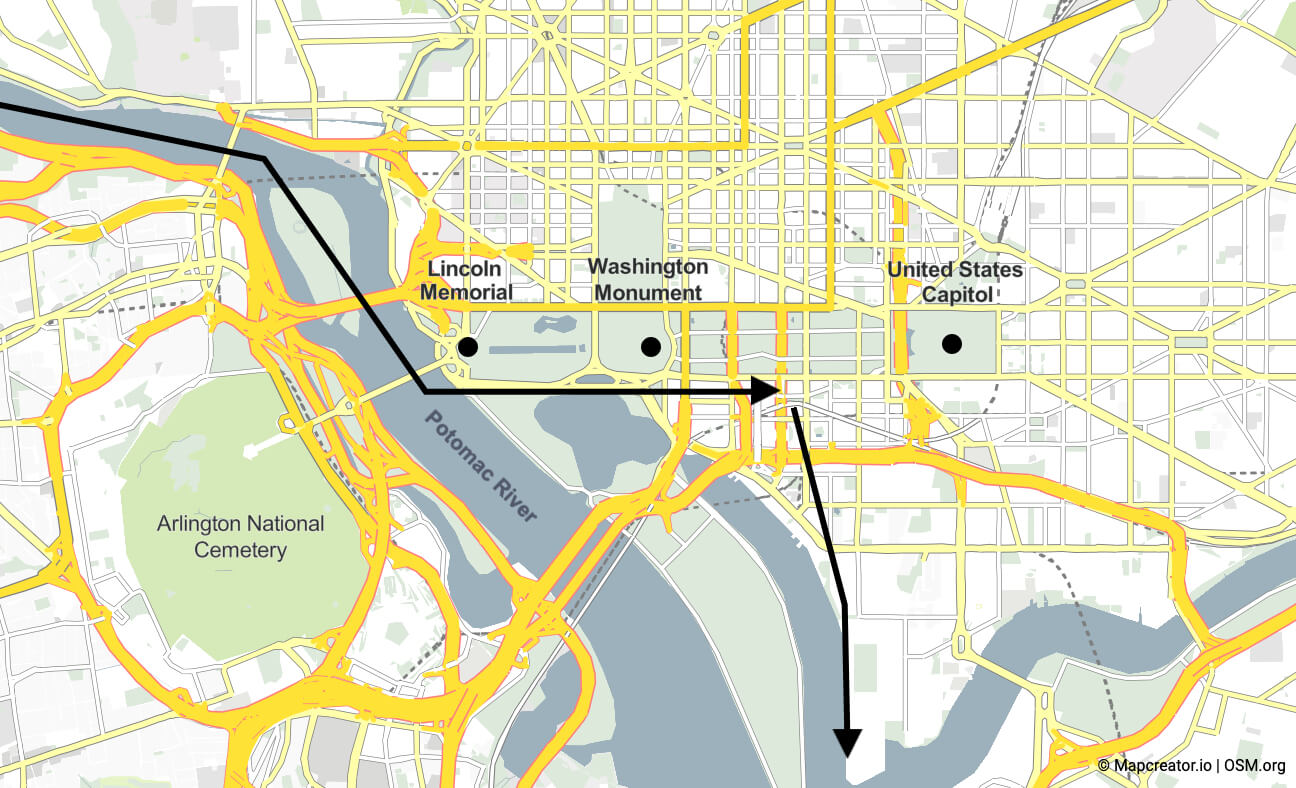 AOPA DC Flyover route map