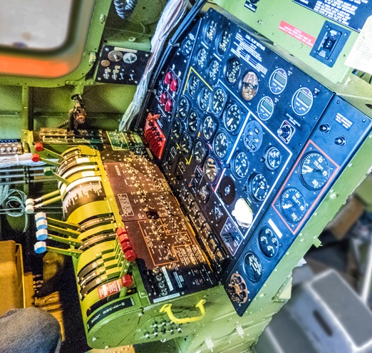 The power quadrant for "Doc," the B-29 undergoing extensive restoration. Photo by Alton Marsh.