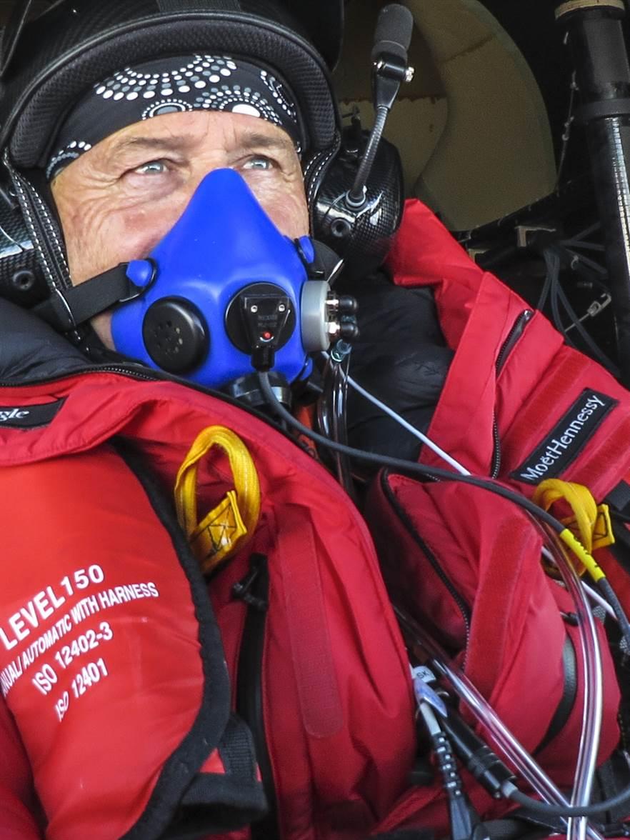 André Borschberg in the cockpit during the flight to Dayton. Photo courtesy of Solar Impulse.