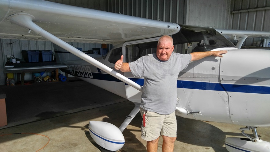 Don Morley stands with Aviation City Flyers flying club’s leased Cessna 172. Photo by Mark Biagoli.