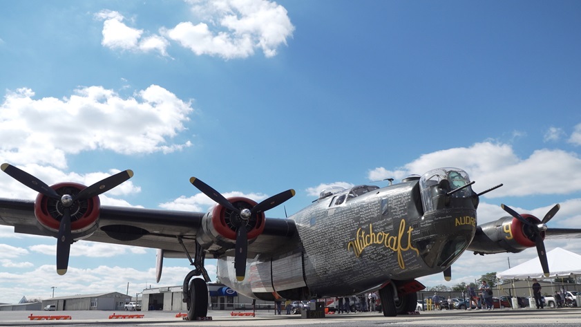 The Collings Foundation's B-24 Liberator, "Witchcraft," is parked on the ramp at Maryland's Frederick Municipal Airport during a stop on the foundation's 2018 Wings of Freedom tour. Photo by Josh Cochran.