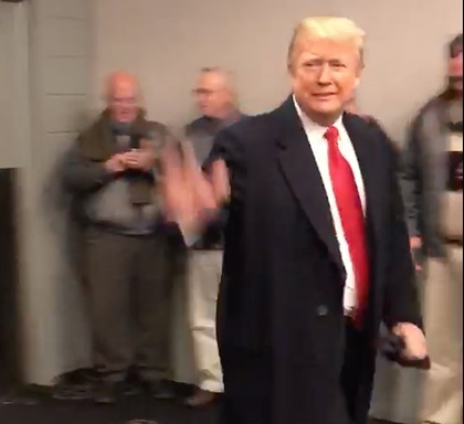 President Donald Trump greets military veterans from Kentucky Wounded Heroes during a visit to the Army-Navy NCAA football game in Philadelphia Dec. 8. Photo courtesy of Bill Daugherty.