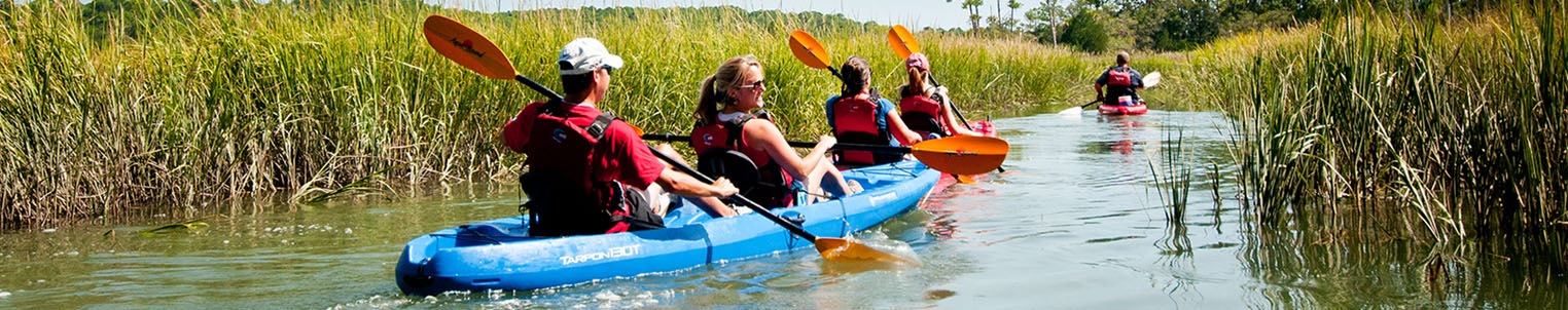 The Kiawah Island Golf Resort offers guided kayak tours for teens and adults, or you can rent a kayak and paddle on your own. Photo courtesy Kiawah Island Golf Resort. 