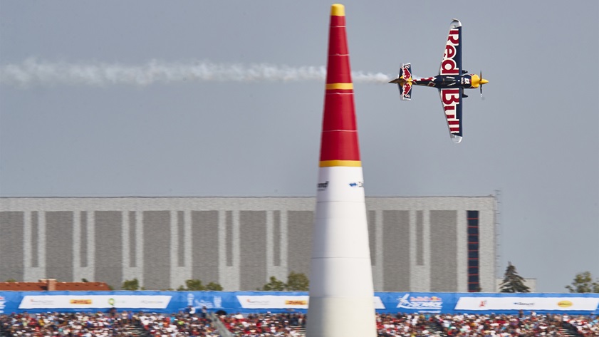 Martin Sonka of the Czech Republic performs during the finals at the sixth round of the Red Bull Air Race World Championship in Wiener Neustadt, Austria, on Sept. 16, 2018. Andreas Langreiter / Red Bull Content Pool 