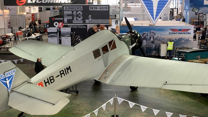 The Junkers F13 on the exhibit floor. Photo by Sylvia Horne.