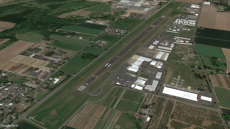 Aurora State Airport in Aurora, Oregon. Google Earth image.
