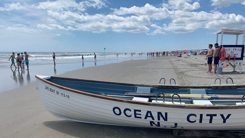 Beachgoers are out at Ocean City, New Jersey. The beach is just a couple miles from the Ocean City, New Jersey, airport. Photo by Paul Harrop.