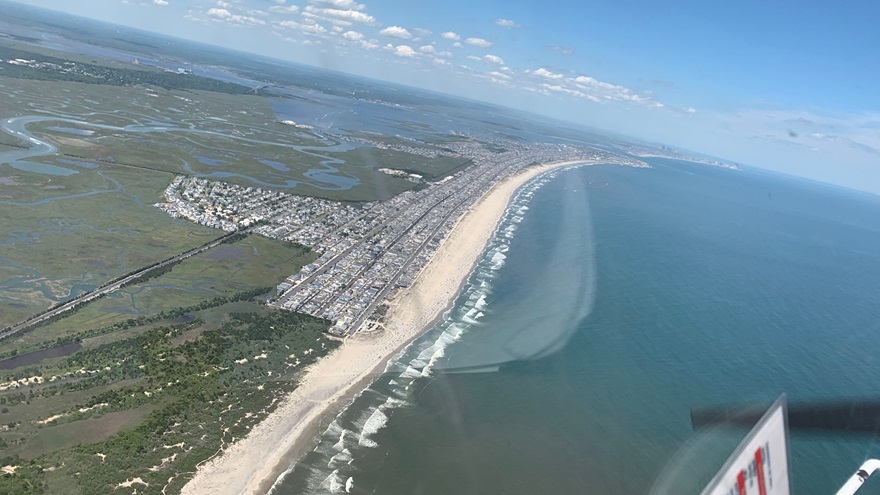 Overflying the beach at Ocean City, New Jersey. Photo by Paul Harrop.