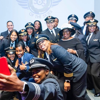 Sisters of the Skies is a national organization for “women of color cultivating and promoting minority women in the aviation industry through scholarship, mentorship, and most of all emotional support.” Photo courtesy of Lt. Christine Hughes, U.S. Coast Guard.