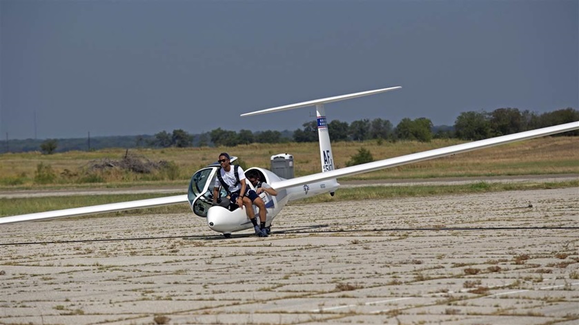 A U.S. Air Force glider pilot prepares to compete in the U.S. National Aerobatic Championships. Photo by Jim Moore.