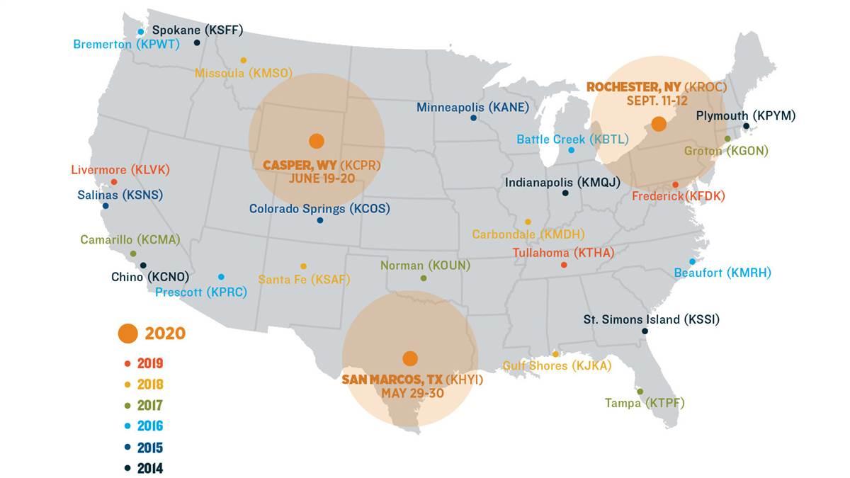 fly-in locations 2020