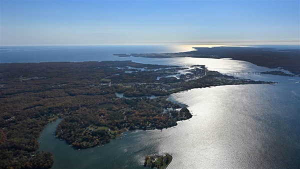 Looking south toward the mouth of the Patuxent River and the eponymous naval air station.