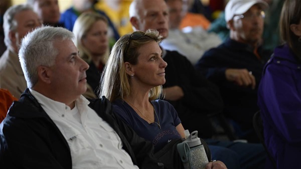 Participants attend seminars, visit exhibitors booths and renew acquaintances during the AOPA Tullahoma Fly-In at the Tullahoma Municipal Airport Oct. 10, 2015. Photo by David Tulis.