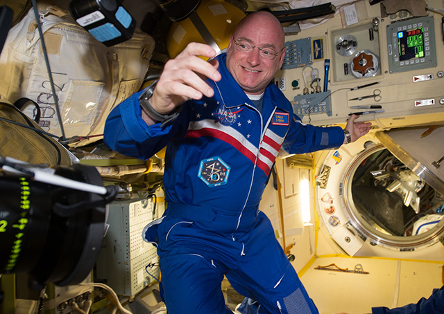 When he returned to Earth after spending a U.S. record of 340 days in outer space, NASA astronaut Scott Kelly said he was a little taller, a tiny bit wobbly, and longing for a fresh salad. Kelly’s time aboard the International Space Station was double the length of a typical mission and he documented his space travels by posting photos of Earth and the cosmos on social media. Photo courtesy of Scott Kelly, NASA.
