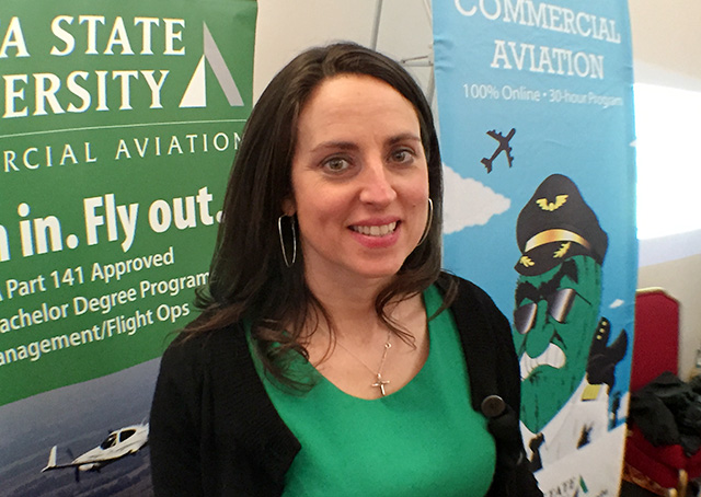 Delta State University's commercial aviation department chair Julie Speaks, who is a pilot and a multi-engine qualified instructor, says the college's online masters degree program allows students to learn at their own pace. Photo by David Tulis.