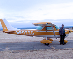 Gebhardt gives instruction in his Cessna 150 at Roundup Airport.