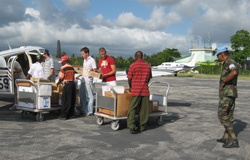 pilots unload supplies