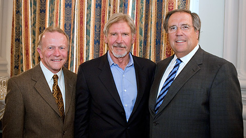 EAA Chairmain Tom Poberezny (left), GA Serves America spokesman actor Harrison Ford, and AOPA President Craig Fuller took general aviation concerns to Capitol Hill in 2010.
