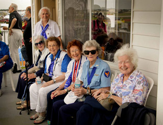 Mayor Gow Fields proclaimed April 11 “Women in Air Service 70th Anniversary Commemoration Day.” Attending were (left to right): Florence Elion Mascott, Dora Dougherty, Bernice “Bee” Haydu, Elizabeth “Betty Wall” Strohfus, Nell S. Bright, Barry Vincent Smith, and Kathleen Hilbrandt.