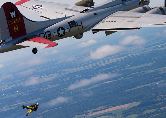 Yves Rossy in flight. Photo courtesy Breitling