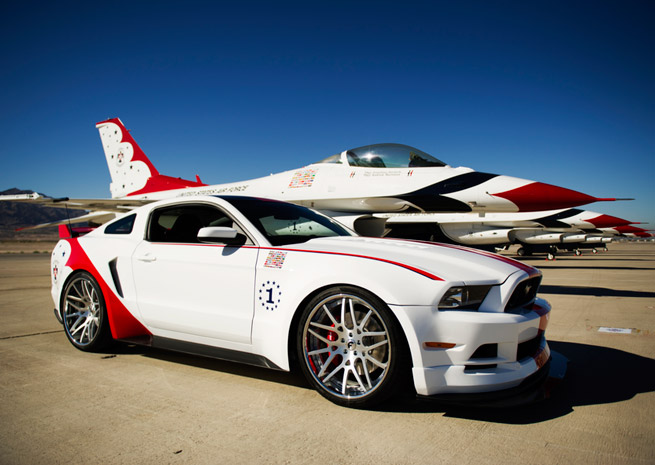 Ford Motor Co. has customized a 2014 Mustang with a U.S. Air Force Thunderbirds theme to support the Young Eagles program. Ford Motor Co. photo.