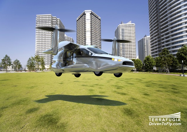 Terrafugia said its TF-X will take off and land vertically, using quiet electric motors.