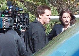 Award-winning actor Kevin Bacon, star of the Fox television show The Following, prepares to film a scene at Warwick Municipal Airport Oct. 24. Photo courtesy of Frank Galella III.