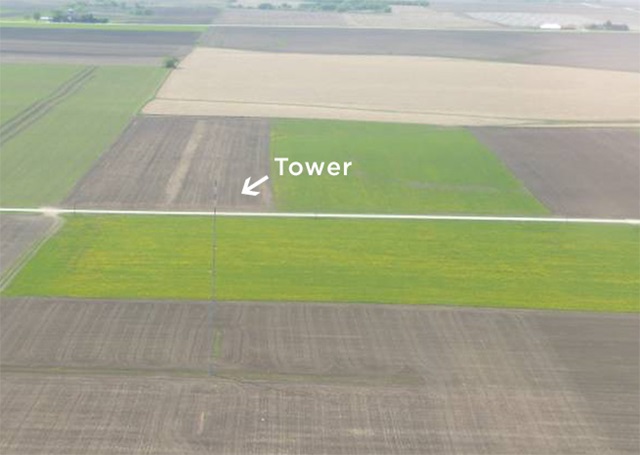 This view of a meteorological evaluation tower seen from 500 feet agl at midday illustrates how difficult METs can be to spot. FAA Safety Team photo. 