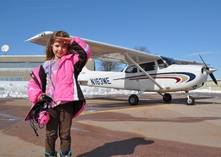 Sydney Hower was among the girls flown by AOPA pilots during Women of Aviation Worldwide Week.