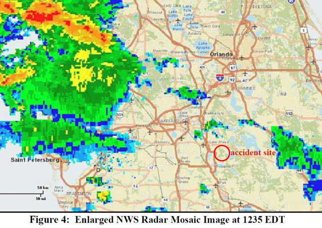 Weather radar image (recorded at the time of the accident) from the NTSB docket.