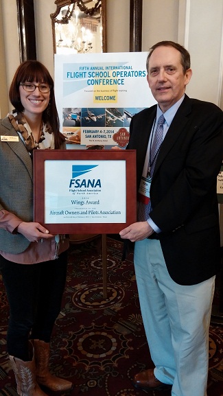 AOPA's Brittney Miculka (left) with FSANA's Bob Rockmaker