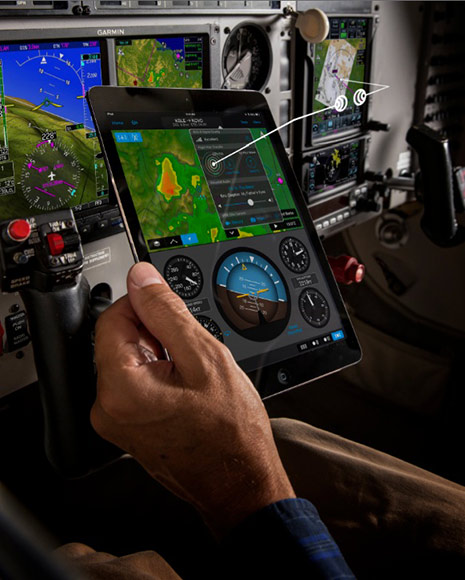 New products and features from Garmin’s “Connext” program allow tablet computers running the Garmin Pilot app to share information with the company’s most popular panel-mount avionics.