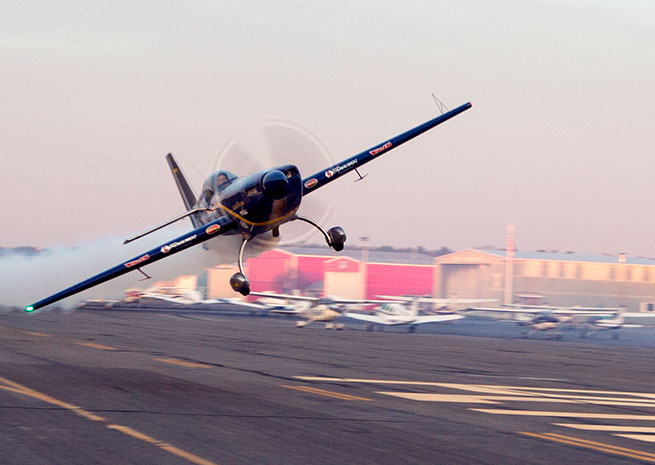 Airshow and race pilot Mike Goulian is based at Plymouth Municipal (PYM).