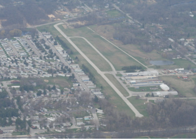 Hobart airport for sale in Indiana. Photo courtesy of Hangar Homes Realty.