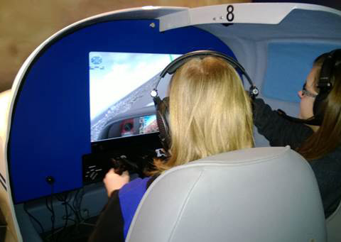 The Seattle Museum of Flight recently opened a refurbished Aviation Learning Center with a simulator room featuring 10 AOPA Jays by Redbird. Photo by Brandon Seltz.