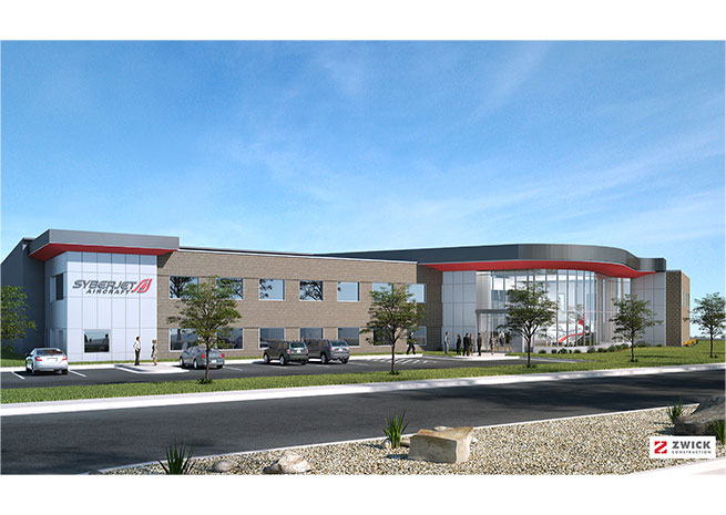 Rendering of the SyberJet completion and delivery center courtesy of SyberJet Aircraft.