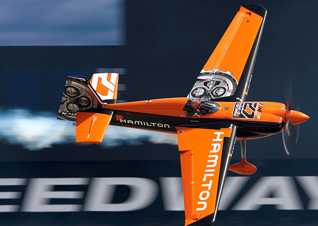 Nicolas Ivanoff of France won the sixth stage of the Red Bull Air Race World Championship at the Texas Motor Speedway in Fort Worth, Texas. Photo by Andreas Schaad/Red Bull Content Pool.