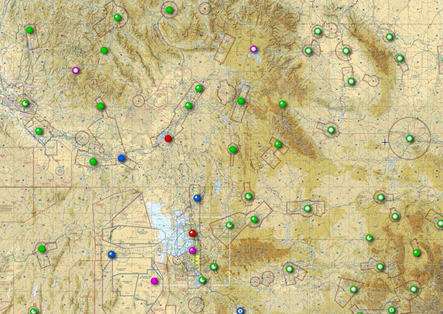 This screen image from SkyVector illustrates both the availability of automated weather during flight planning, and the gaps between stations. 