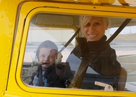 Caleb gets another dream come true: The opportunity to fly an airplane.