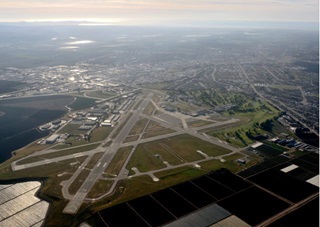 Salinas Airport with Monterey Bay visible on the horizon.