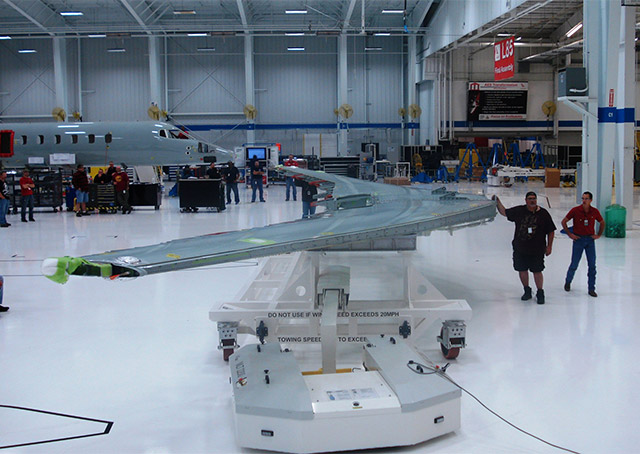 Bombardier announced 1,000 job cuts in Mexico and Wichita, Kansas, where the Learjet 85 assembly line (seen here in a 2012 photo) never got up to speed. Photo courtesy of Bombardier.
