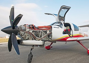 The Diamond DA50-JP7 is powered by a 465-horsepower AI-450S turbine engine. Photo courtesy of Diamond Aircraft.
