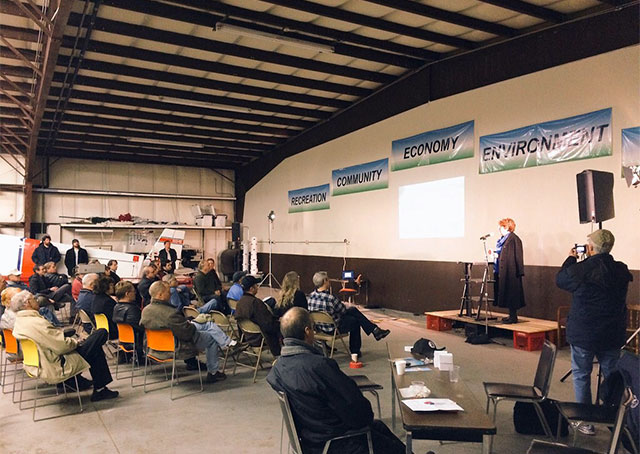 Massachusetts state Rep. Kate Hogan spoke about the many benefits airports provide during a Jan. 21 event at Minute Man Air Field. 