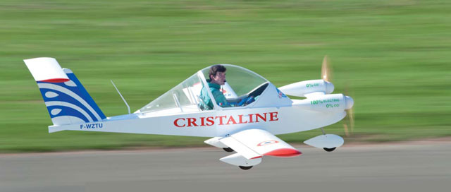 Pilot Hugues Duval, shown here in the MC15E Cri-Cri E-Cristaline during a 2010 speed record. Photo courtesy Electravia