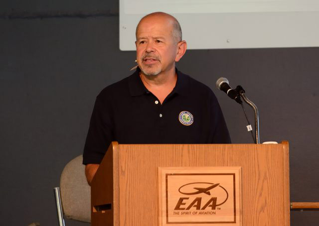 FAA Administrator Michael Huerta addresses the AirVenture crowd.