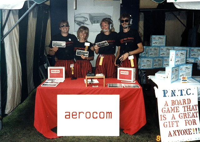 The red and black baggy pants in 1986 were supposed to draw attention to PS Engineering, Inc. at the company's shared Fly-Market booth at Oshkosh. Photo courtesy of PS Engineering, Inc.