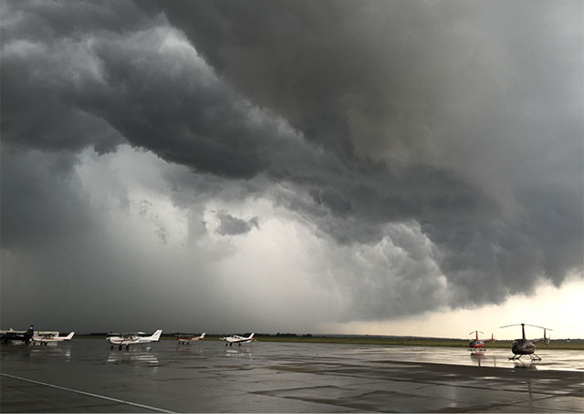 Redbird Skyport hosted rescue helicopters and those plucked from devastating floods in Central Texas, remaining open throughout the storms. Photo courtesy of Redbird Skyport.