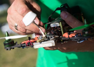 Owners of unmanned aircraft like this first-person view racing model would be required to register, a task force recommends. This model weighs about twice the 250-gram minimum that the task force decided on. Photo by Jim Moore.