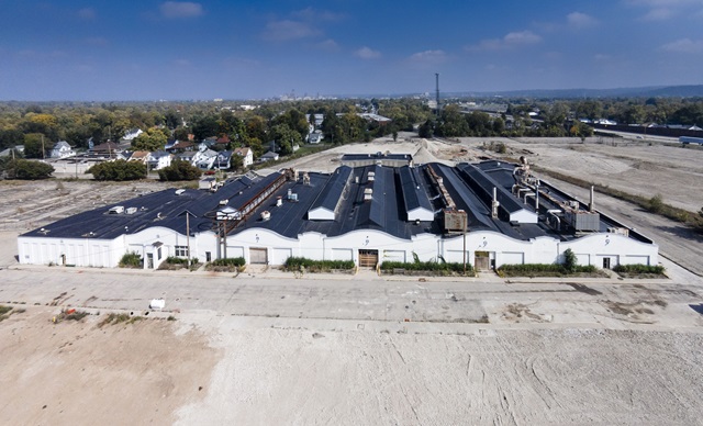 An aerial view of the Wright Co. factory site and attached buildings. Photo by Andy Snow.