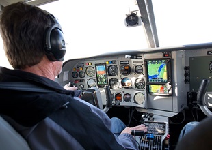 Thomas B. Haines flies the Airvan 8 with instructor Steve Williams.